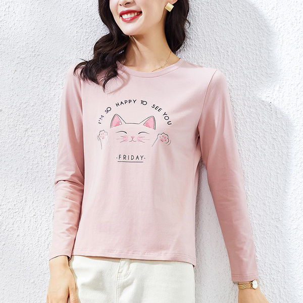 Pamučna ležerna bluza s aplikacijom mačke