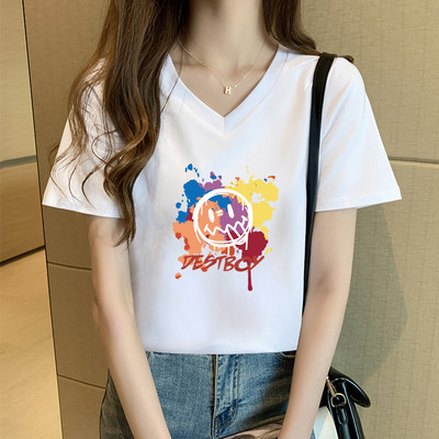 Γυναικείο μπλουζάκι με κοντό μανίκι δύο μοντέλα με έγχρωμη εφαρμογή