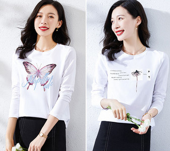 Γυναικεία βαμβακερή μπλούζα με στάμπα - σετ 2 τεμάχια