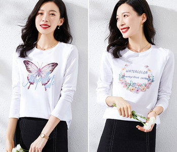 Γυναικεία βαμβακερή μπλούζα με στάμπα - σετ 2 τεμάχια