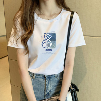 Casual T-shirt με κοντό μανίκι και στάμπα για γυναίκες