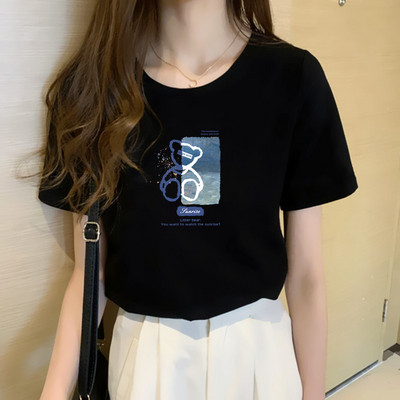 Casual T-shirt με κοντό μανίκι και στάμπα για γυναίκες