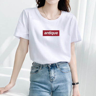 Casual T-shirt φαρδύ μοντέλο με οβάλ λαιμόκοψη και στάμπα