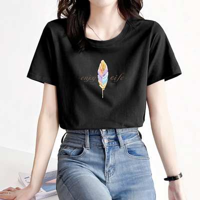 Casual T-shirt φαρδύ μοντέλο με οβάλ λαιμόκοψη και στάμπα