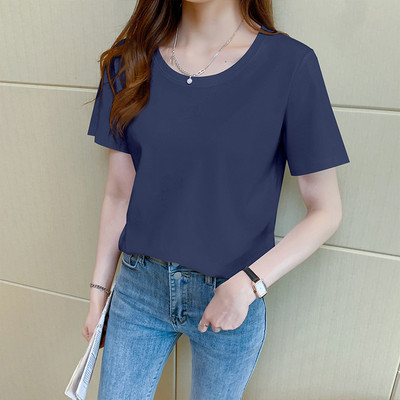 Απλό t-shirt με οβάλ λαιμόκοψη και κοντό μανίκι