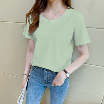 Απλό t-shirt με οβάλ λαιμόκοψη και κοντό μανίκι