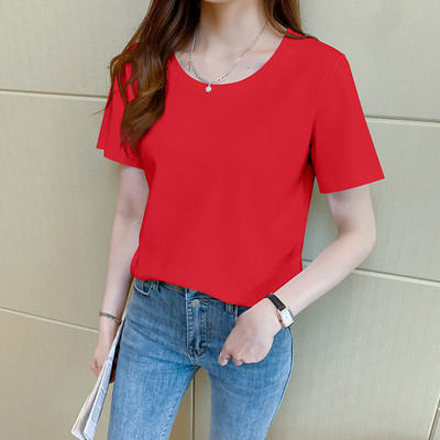 Απλό t-shirt με οβάλ λαιμόκοψη και κοντό μανίκι