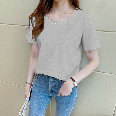 Απλό t-shirt με οβάλ λαιμόκοψη και κοντό μανίκι