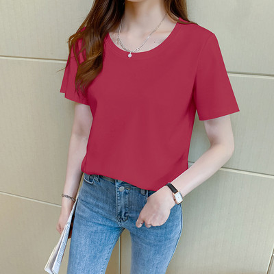 Απλό t-shirt με οβάλ λαιμόκοψη και κοντό μανίκι