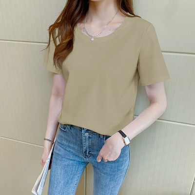 Απλό t-shirt με οβάλ λαιμόκοψη και κοντό μανίκι