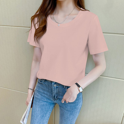 Απλό t-shirt με οβάλ λαιμόκοψη και κοντό μανίκι