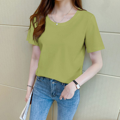 Απλό t-shirt με οβάλ λαιμόκοψη και κοντό μανίκι