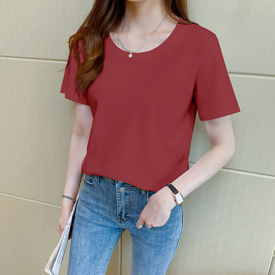 Απλό t-shirt με οβάλ λαιμόκοψη και κοντό μανίκι