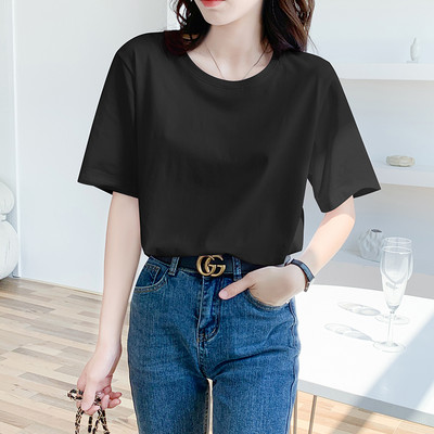 Φαρδύ γυναικείο μπλουζάκι με στρογγυλή λαιμόκοψη