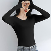 Moderna ženska jednobojna bluza sa špic izrezom