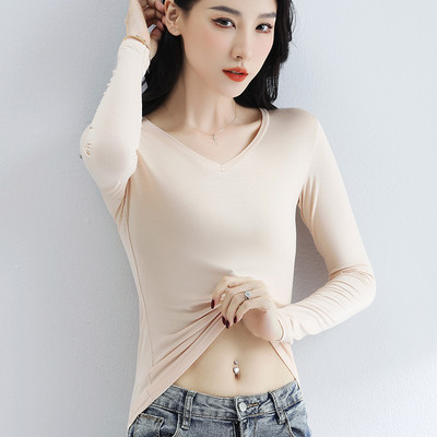 Moderna ženska jednobojna bluza sa špic izrezom