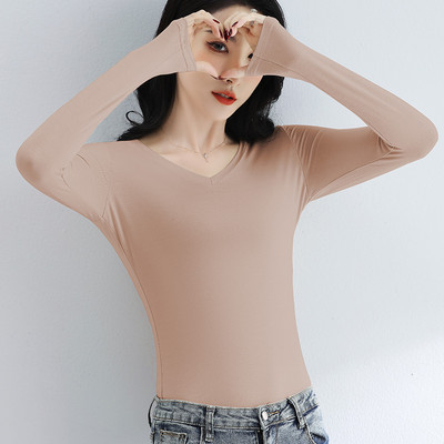 Moderna ženska jednobojna bluza sa špic izrezom