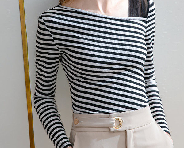 Ριγέ γυναικεία μπλούζα με μακριά μανίκια