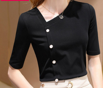 Casual μπλούζα με κουμπιά και μανίκια 7/8