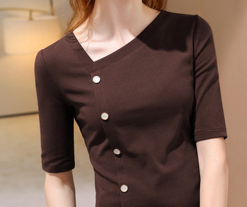 Casual μπλούζα με κουμπιά και μανίκια 7/8