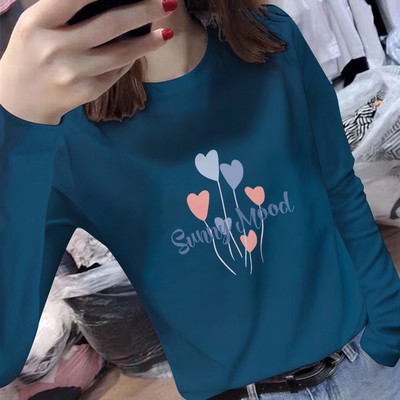 Casual μπλούζα με στάμπα και μακριά μανίκια