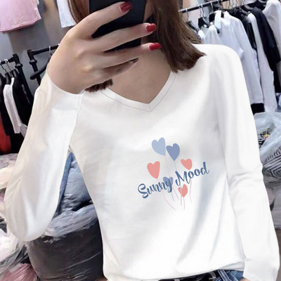 Casual μπλούζα με στάμπα και μακριά μανίκια