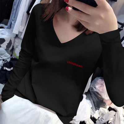 Γυναικεία μπλούζα με επιγραφή και μακριά μανίκια