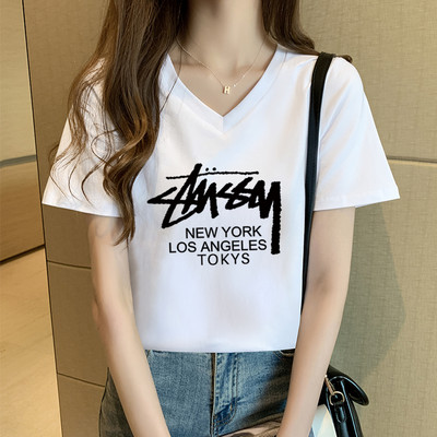 Casual βαμβακερό μπλουζάκι με επιγραφή - διαφορετικά χρώματα