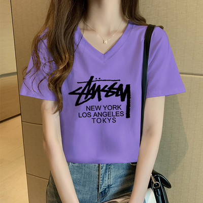 Casual βαμβακερό μπλουζάκι με επιγραφή - διαφορετικά χρώματα