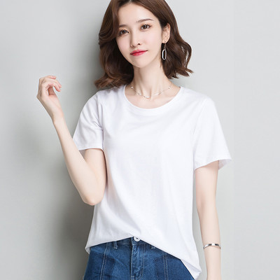 Γυναικείο μπλουζάκι με κοντό μανίκι και οβάλ λαιμόκοψη μονόχρωμο μοντέλο