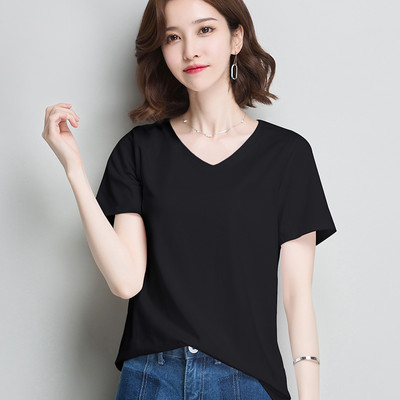 Γυναικείο μπλουζάκι με κοντό μανίκι και οβάλ λαιμόκοψη μονόχρωμο μοντέλο