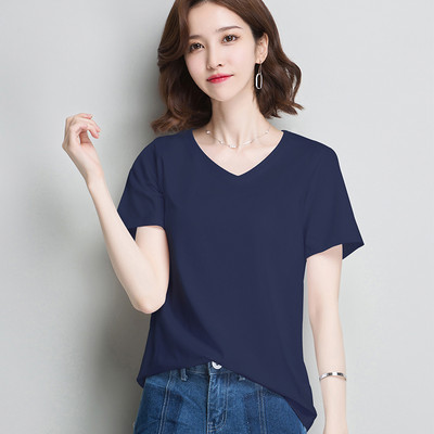 Γυναικείο μπλουζάκι με κοντό μανίκι και οβάλ λαιμόκοψη μονόχρωμο μοντέλο