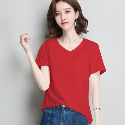 Γυναικείο μπλουζάκι με κοντό μανίκι και οβάλ λαιμόκοψη μονόχρωμο μοντέλο