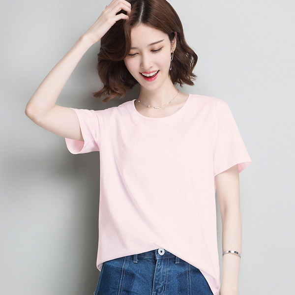 Γυναικείο μπλουζάκι με κοντό μανίκι και οβάλ λαιμόκοψη μονόχρωμο μοντέλο