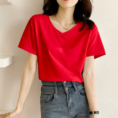 Απλό T-shirt με κοντό μανίκι και λαιμόκοψη