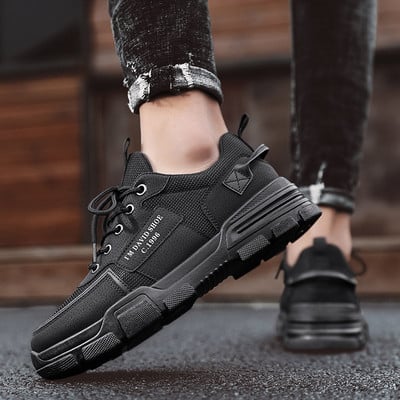 Ανδρικά casual sneakers από οικολογικό δέρμα και διχτυωτό επάνω μέρος με χοντρή σόλα