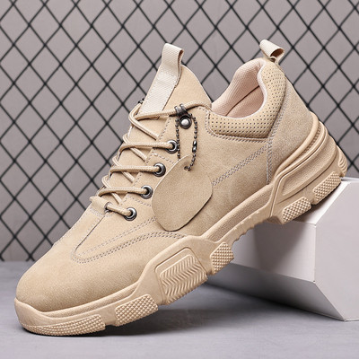 Ανδρικές μπότες φθινοπώρου-χειμερινές  από ανεστραμμένο δέρμα με χοντρή σόλα