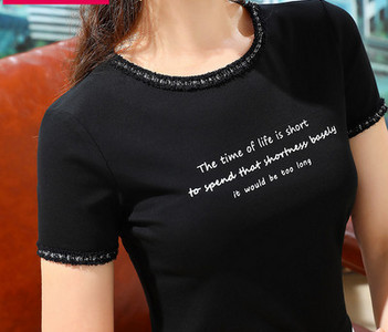 Γυναικείο μπλουζάκι με επιγραφές - σε λευκό και μαύρο χρώμα