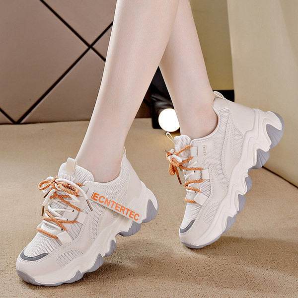 Tenisi casual dama cu sireturi si platforma inalta