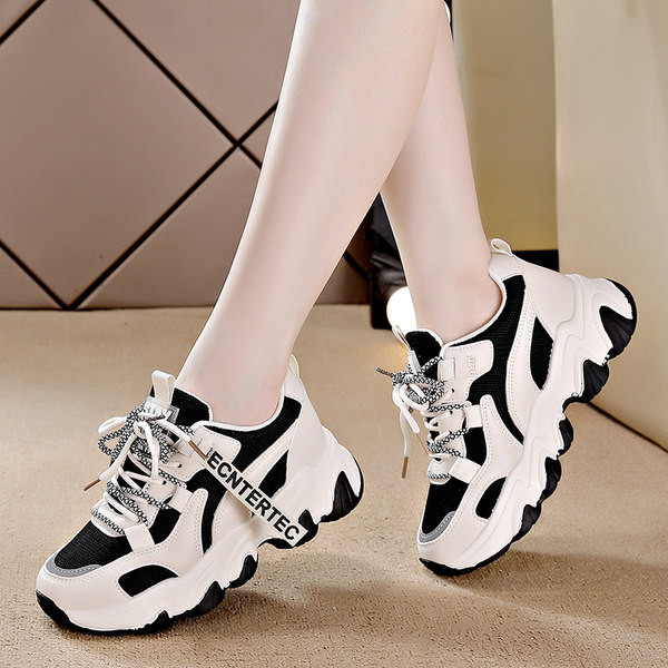 Tenisi casual dama cu sireturi si platforma inalta