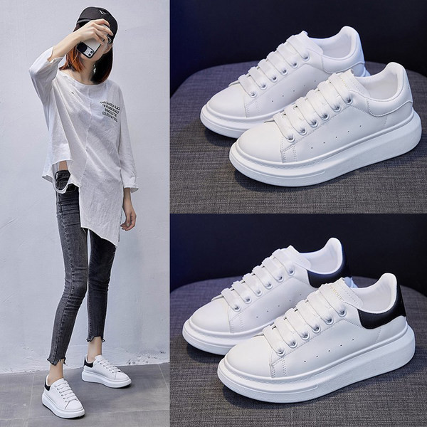 Γυναικεία casual sneakers με κορδόνια σε λευκό χρώμα