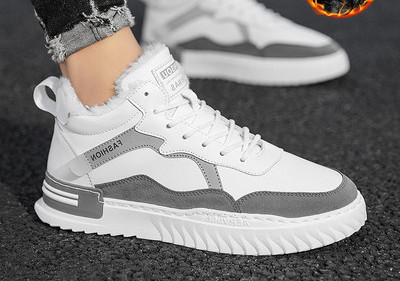 Ανδρικά sneakers φθινοπώρου-χειμώνα μέχρι τον αστράγαλο από οικολογικό δέρμα με ζεστή φόδρα