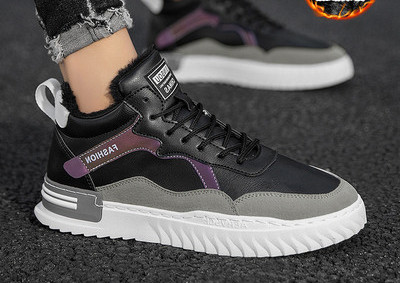 Ανδρικά sneakers φθινοπώρου-χειμώνα μέχρι τον αστράγαλο από οικολογικό δέρμα με ζεστή φόδρα