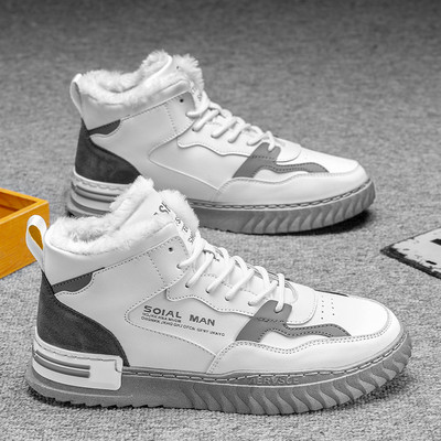 Ανδρικά sneakers φθινοπώρου-χειμώνα μέχρι τον αστράγαλο από οικολογικό δέρμα με ζεστή φόδρα