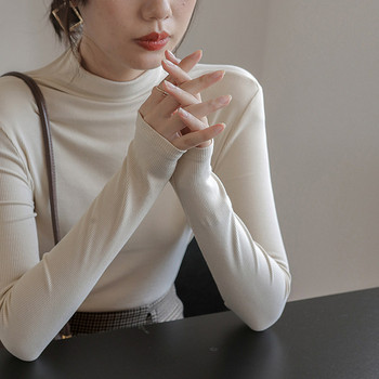 Γυναικεία κοτλέ μπλούζα με μακριά μανίκια μονόχρωμο μοντέλο
