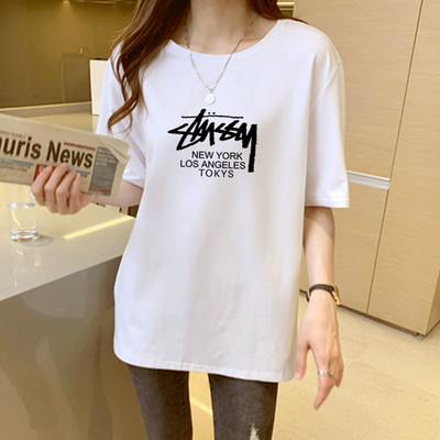 Tricou larg de dama cu aplicatie alba