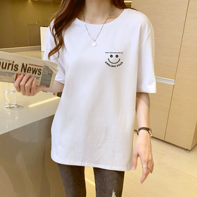 Tricou larg de dama cu aplicatie alba