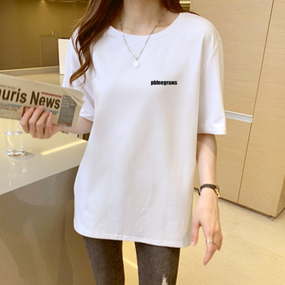 Tricou larg de dama cu aplicatie alba