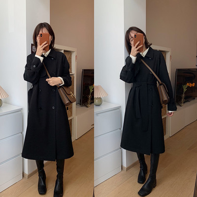 Moodne naiste mantli lühike ja pikk vööga mudel