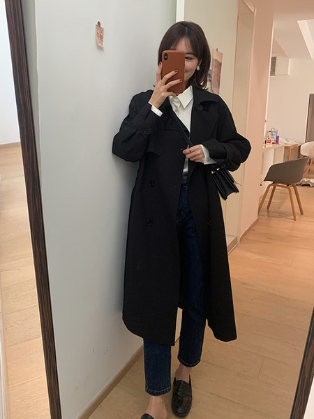 Moodne naiste mantli lühike ja pikk vööga mudel